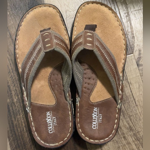 Men's Brown Italian Sandals - Picture 1 of 2